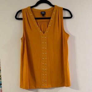 INC International Concepts Women's Mustard Studded Blouse